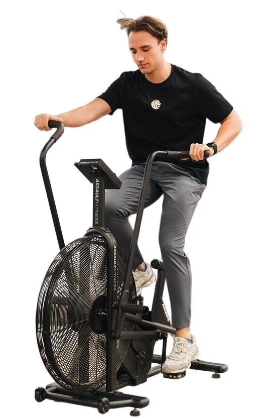 Trainer op een airbike bij Hyper